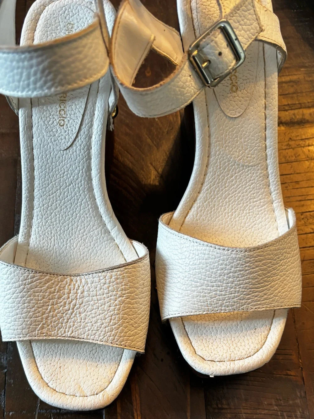 Christian Di Riccio Italy White Leather Platform Wedge Sandals Size 39 US 8.5